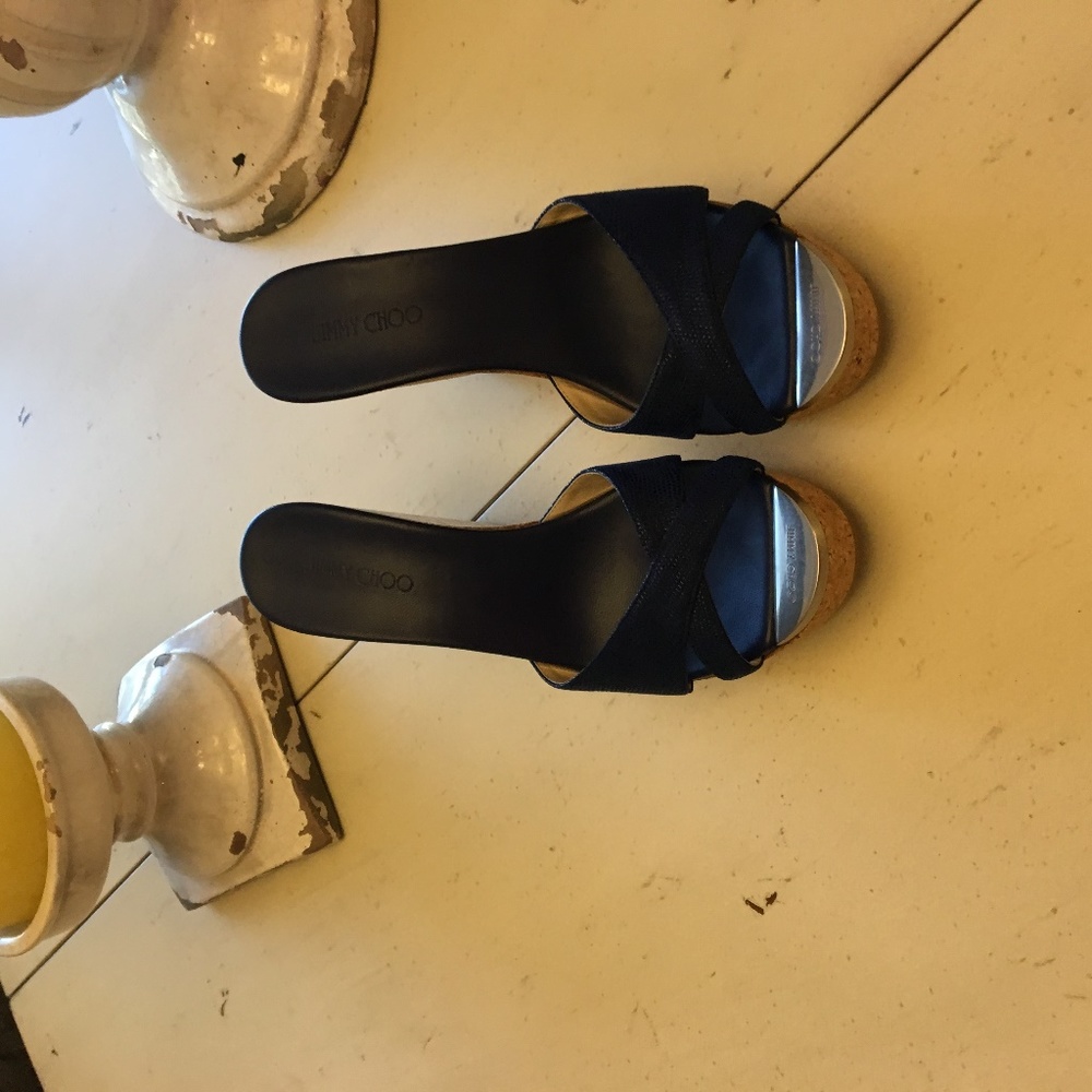 Jimmy Choo Blue Leather Sandals